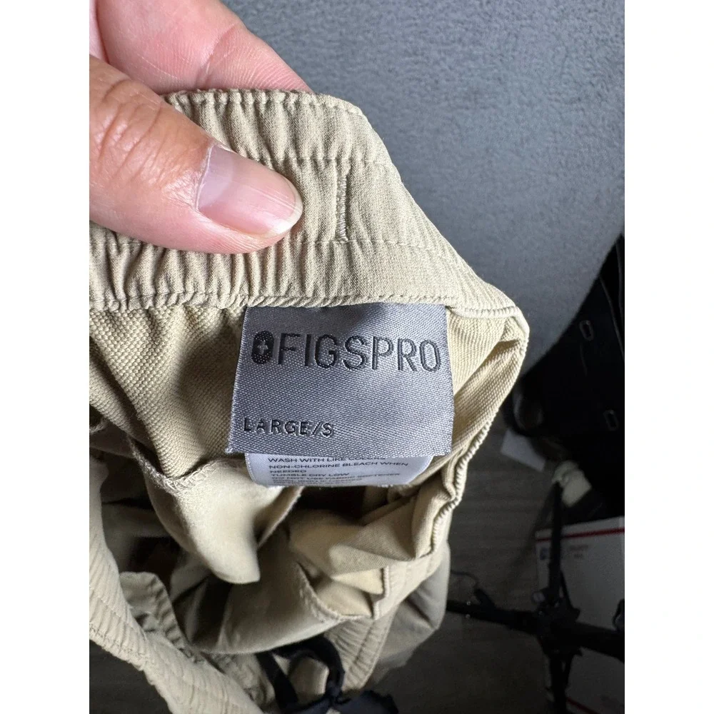 FIGS PRO Mens Scrub Pants Large Short Tan Khaki‎ Elastic Waist Stretch Medical